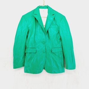 New Commense Ladies Casual Green Vegan Leather Jacket P2141